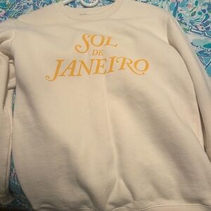 Sol de Janeiro White Sweater with Gold Print